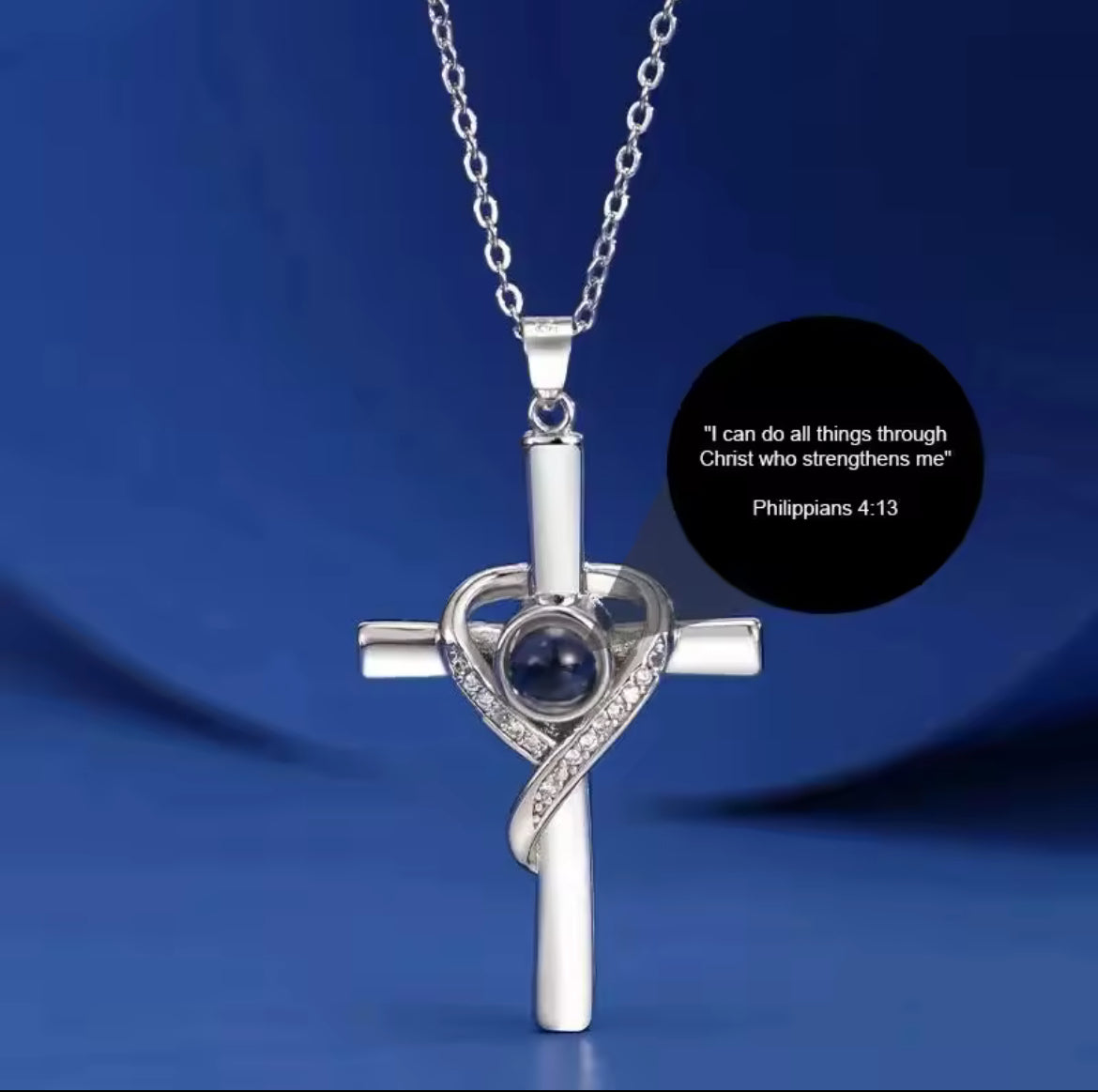 VELINNA™ Cross & Crown Necklace (PHILLIPIANS 4:13) Cross Projection 18K Gold Plated ✝️