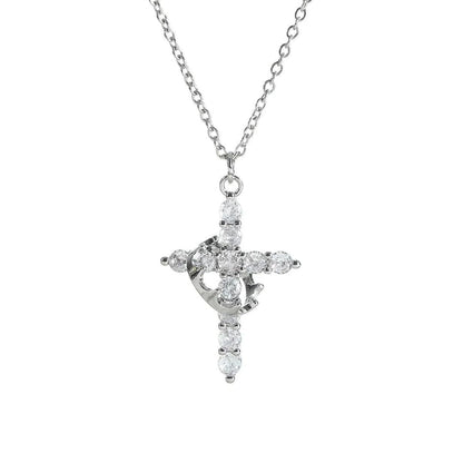 VELINNA™ Cross & Crown Necklace – 18K Gold Plated ✝️